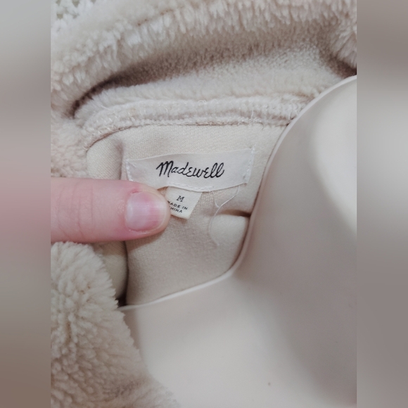 Madewell women's Sherpa denim trim half zip NWOT - Picture 5 of 6